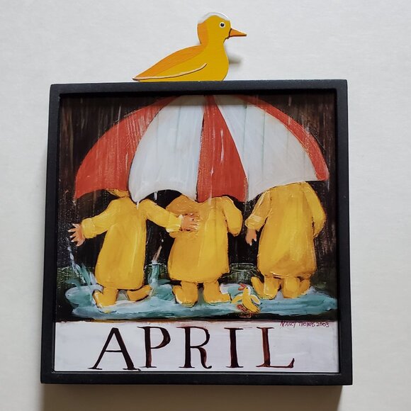 Nancy Thomas 2003 April Plaque from Children's Series (April Showers) - Picture 1 of 7